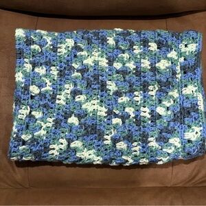 Handmade Blue and Green Crochet Blanket